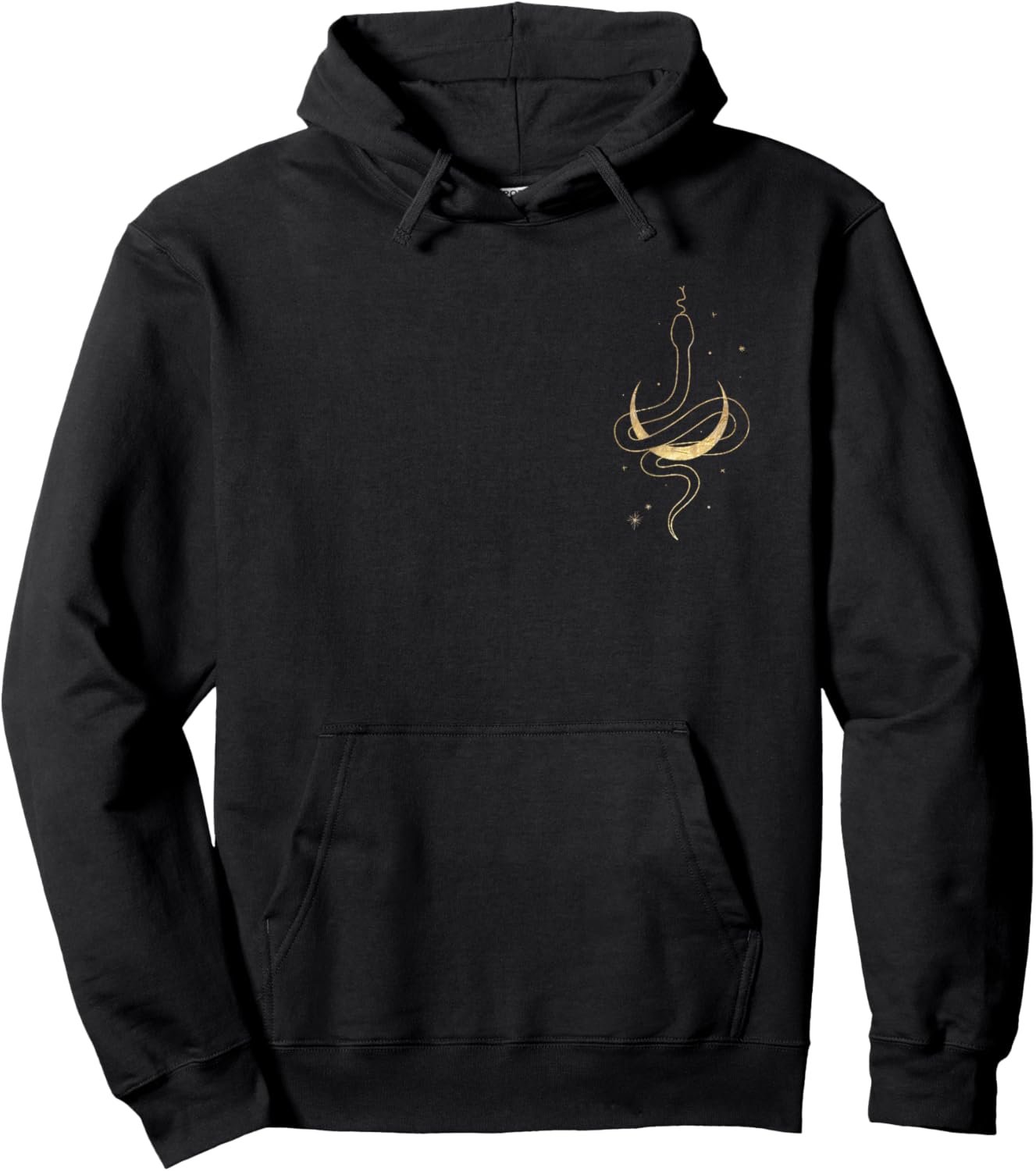 Gold Snake and Moon Phases / Snake / Crescent Moon Hoodie - Hoodie | Black
