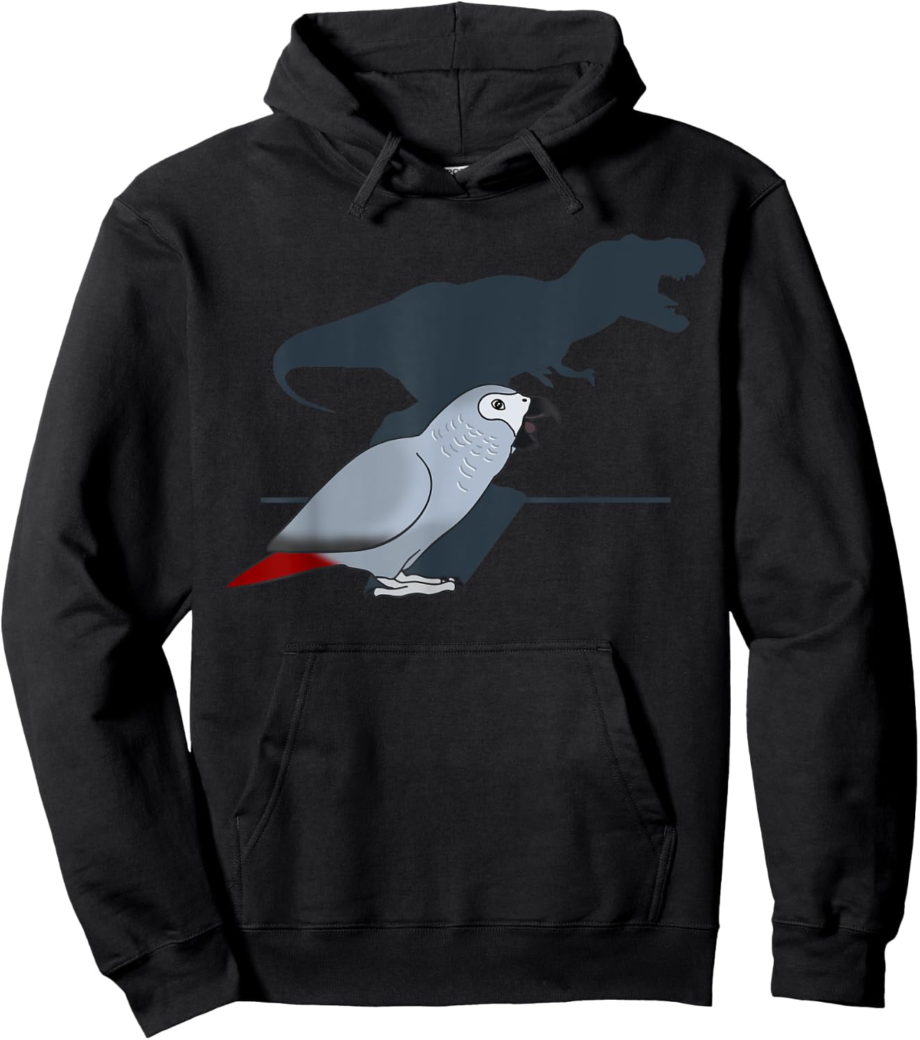 FandomizedRose Cute Screaming Parrot, Birb Memes, Funny T-Rex African Grey Hoodie - Hoodie | Black