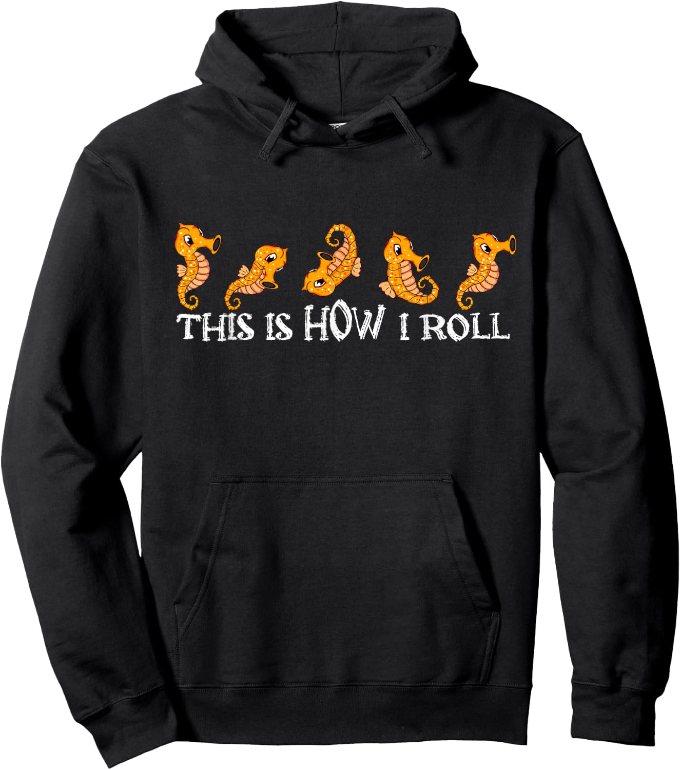 Cute Seahorse Lover Kids How I Roll Seahorse Hoodie - Hoodie | Black
