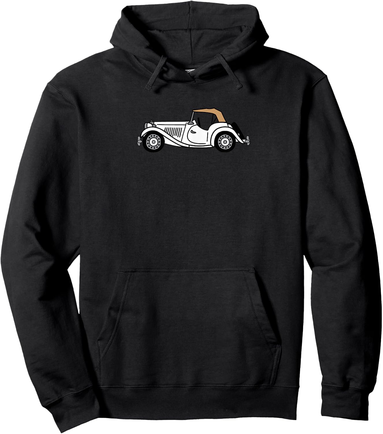 MGTD MG TD White British Love English Sportscar Roadster Hoodie - Hoodie | Black