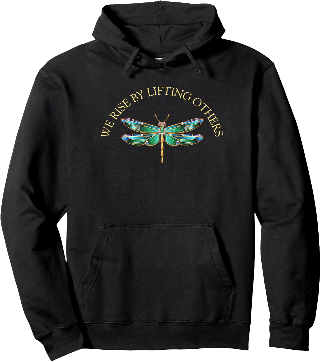 We Rise by Lifting Others / Inspirational Dragonfly Hoodie - Hoodie | Black