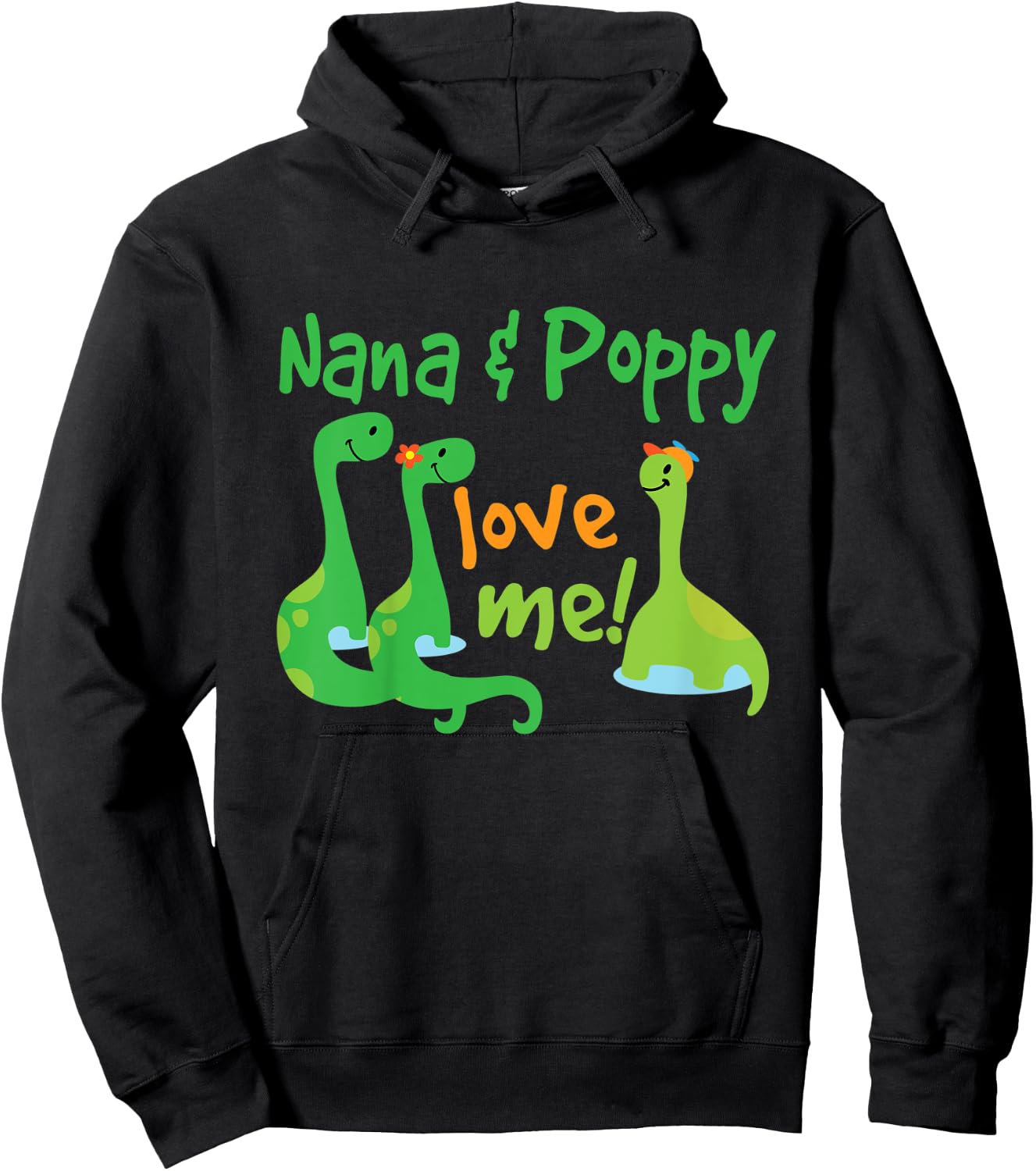 Kids Nana and Poppy Love Me Grandson Dinosaur Hoodie - Hoodie | Black