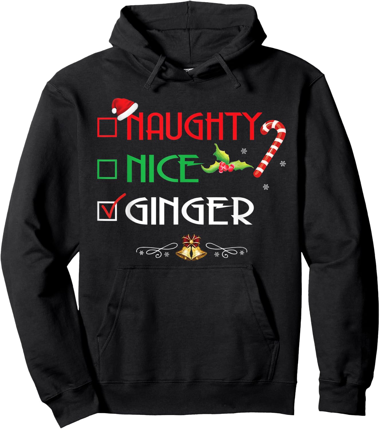 Nice Naughty Ginger Group Matching Christmas Gifts Hoodie - Hoodie | Black