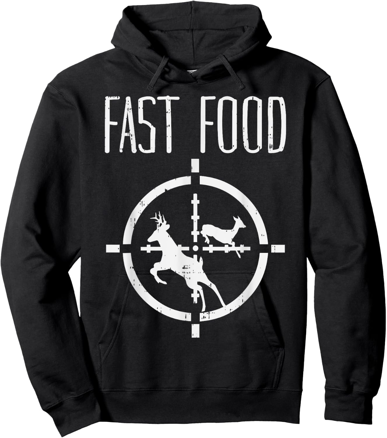 Fast Food Deer Funny Elk Buck Bow Hunting Humor Hunter Gift Hoodie - Hoodie | Black
