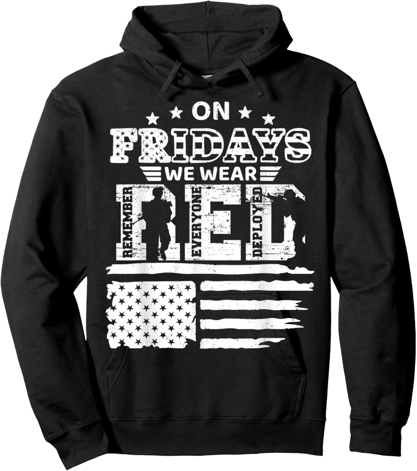 On Friday We Wear Red Friday Military Support troops US Flag Hoodie - Hoodie | Black