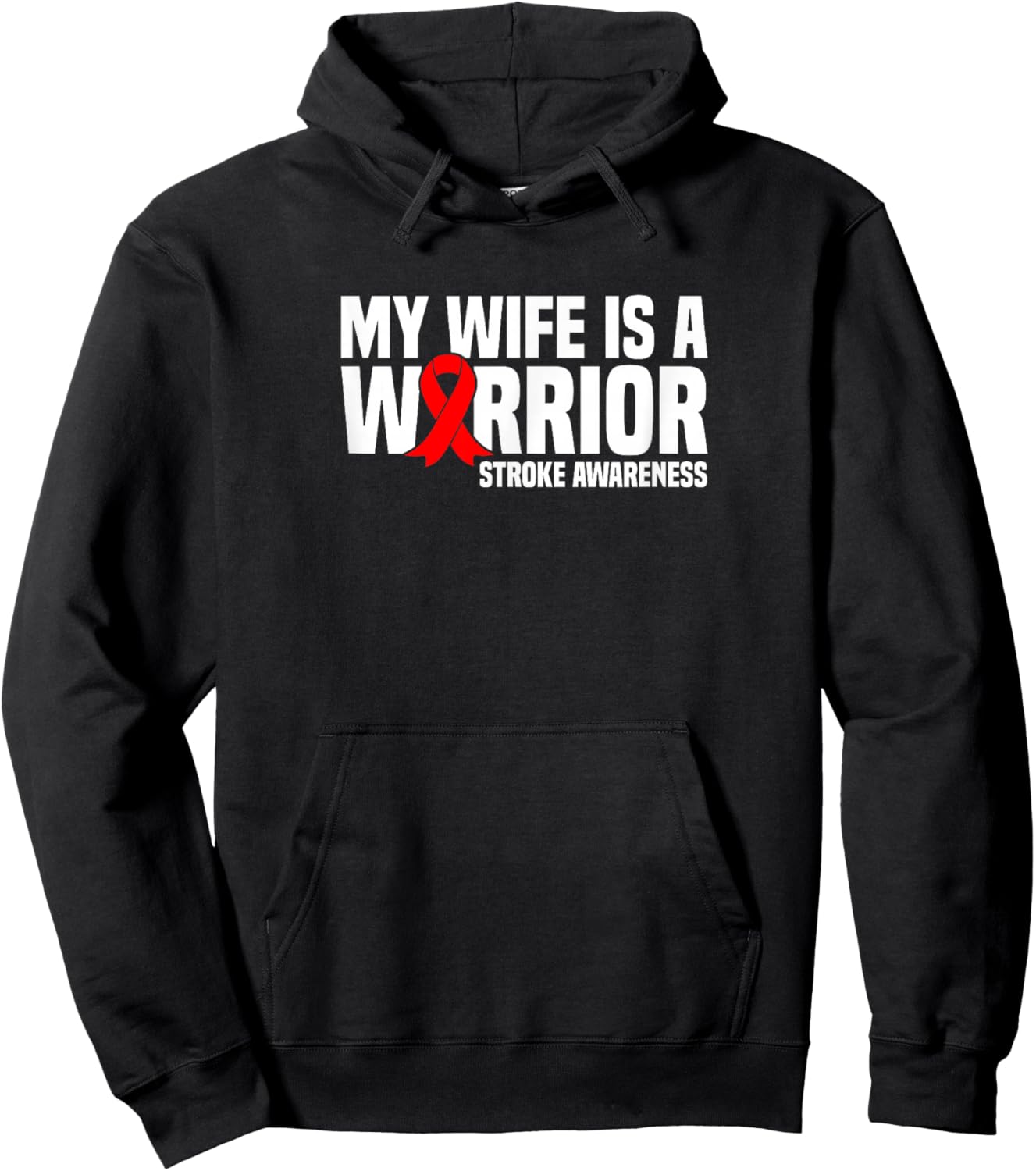 My Wife is a Warrior Red Ribbon Stroke Awareness Hoodie - Hoodie | Black