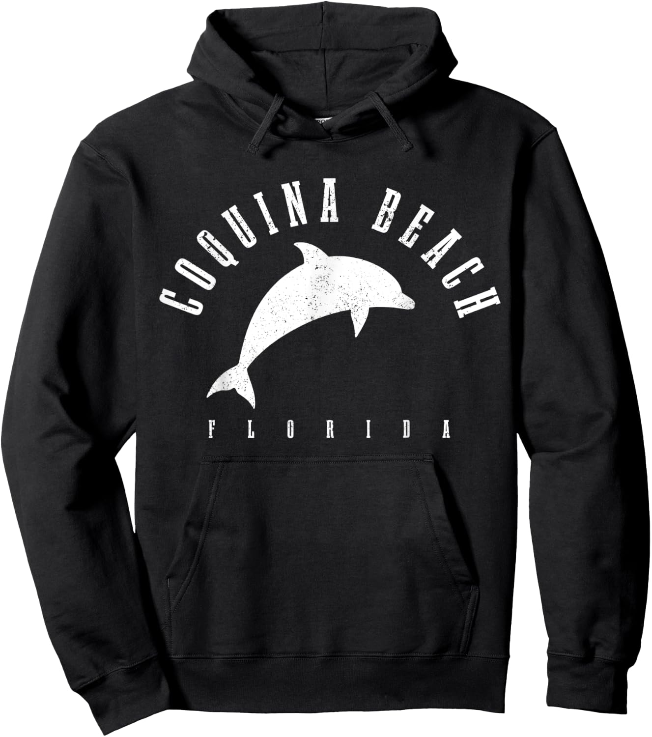 Coquina Beach Florida FL Vintage Dolphin Vacation Women Kids Hoodie - Hoodie | Black