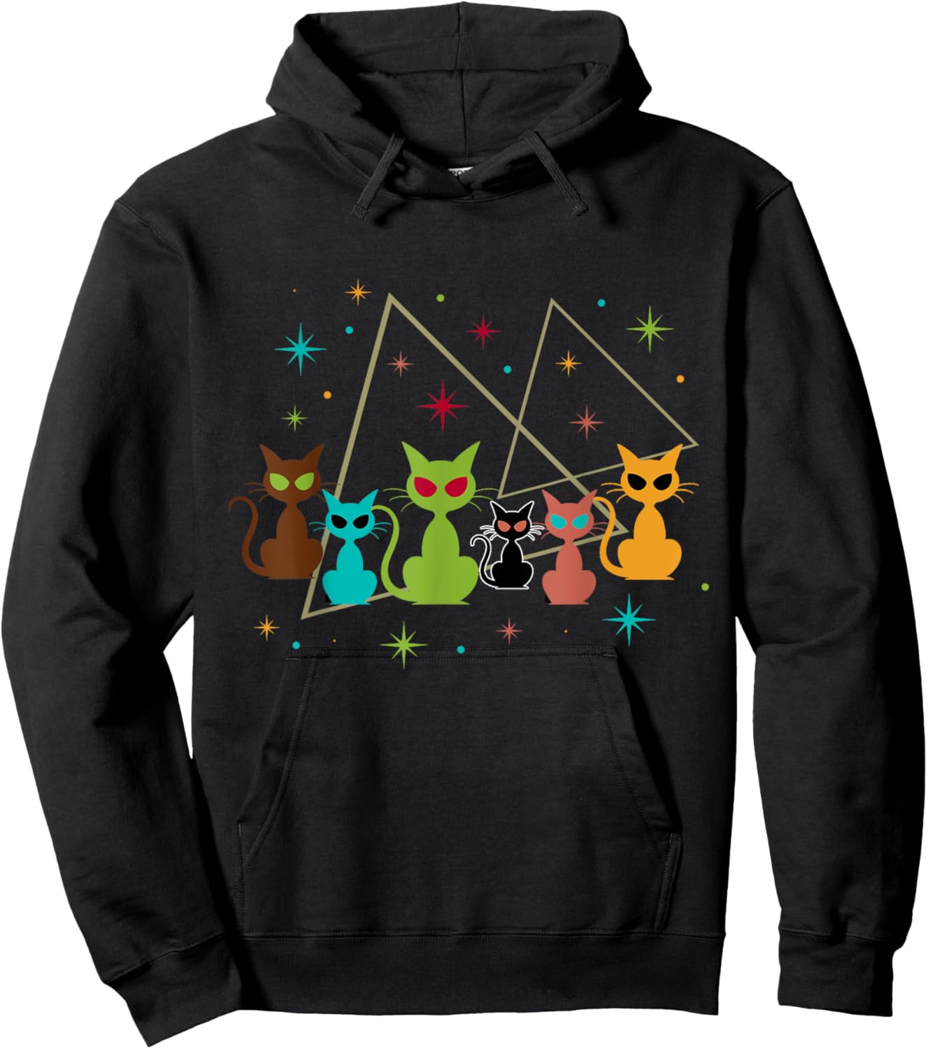 Triangle Classic Art Kitten Lover Vintage Artwork Cute Cat Men Women Kids Hoodie - Hoodie | Black