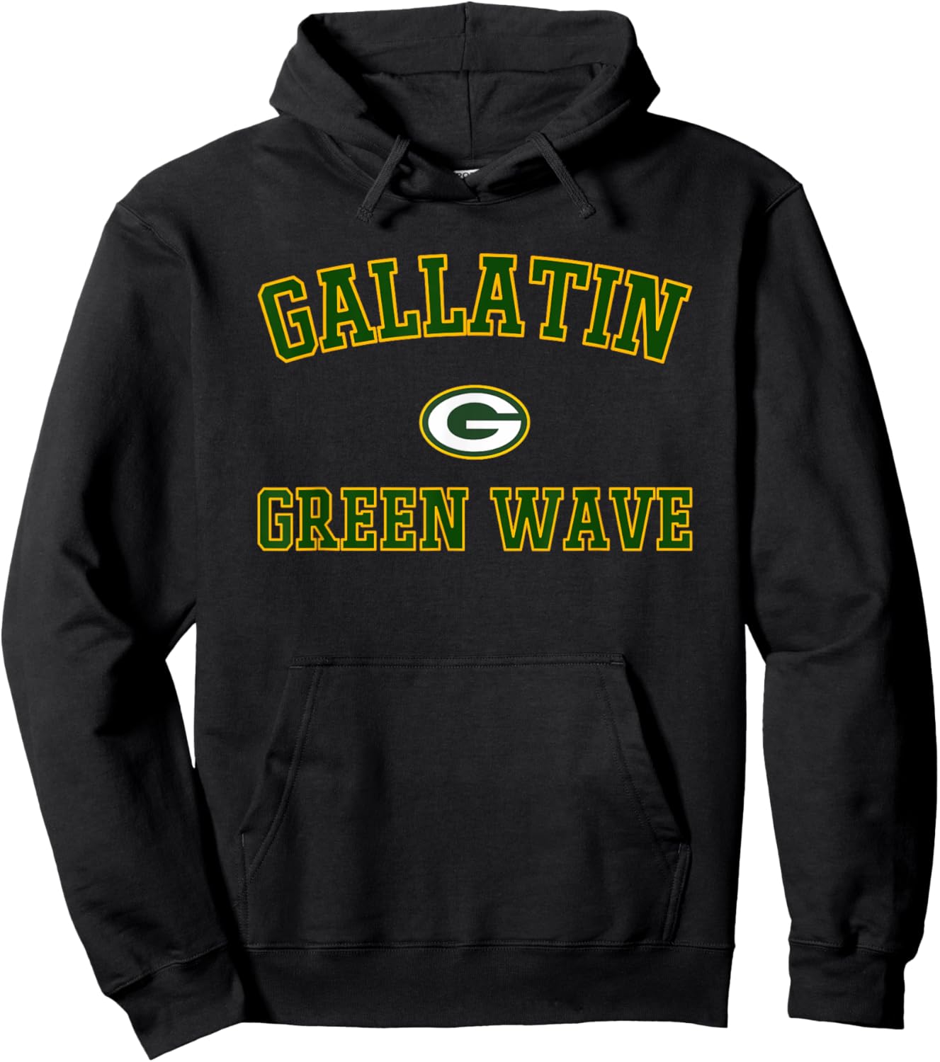 Gallatin Green Wave Logo Varsity HS Hoodie - Hoodie | Black