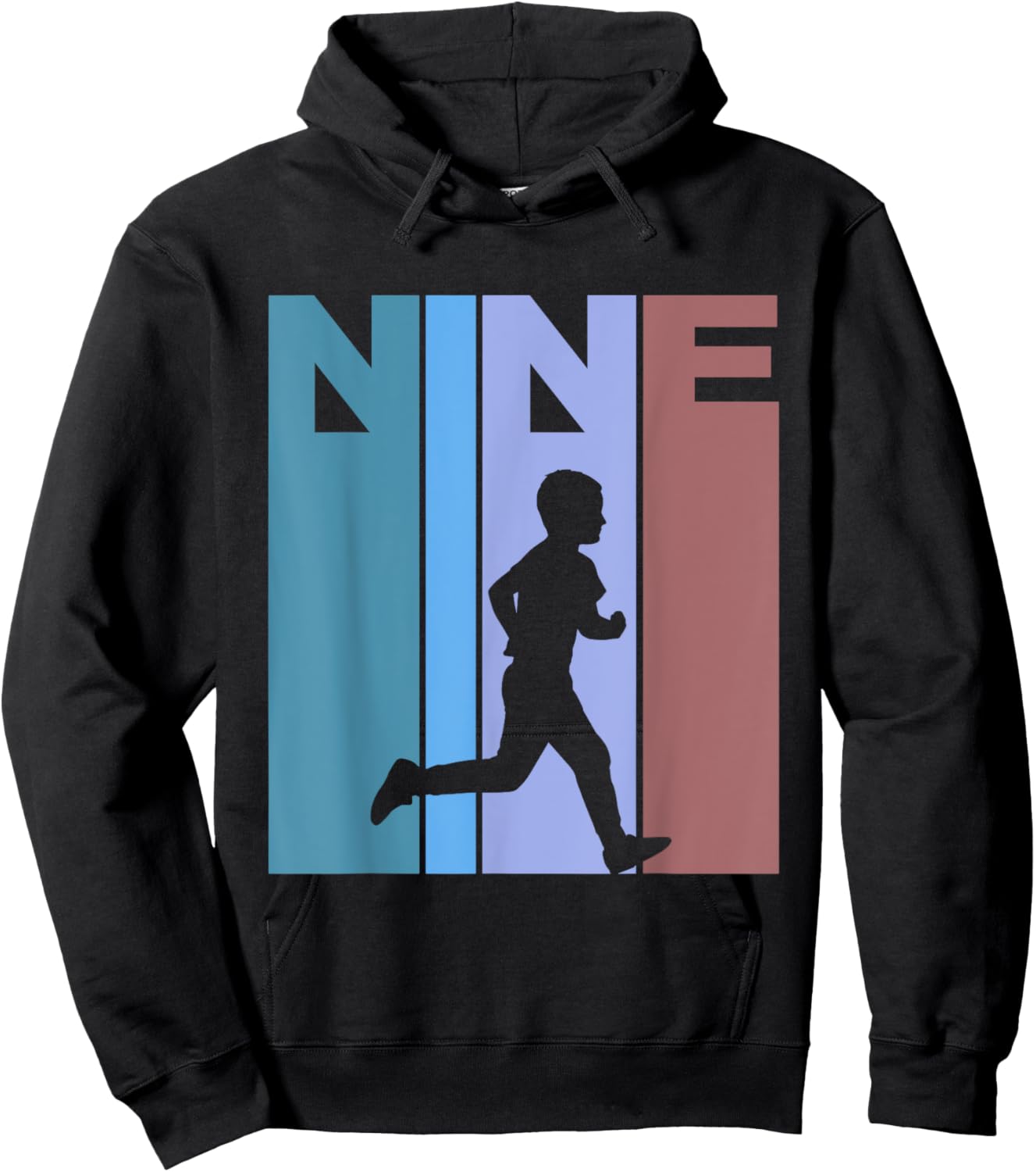 Retro 9th Birthday Running Theme 9 Year Old Runner Hoodie - Hoodie | Black