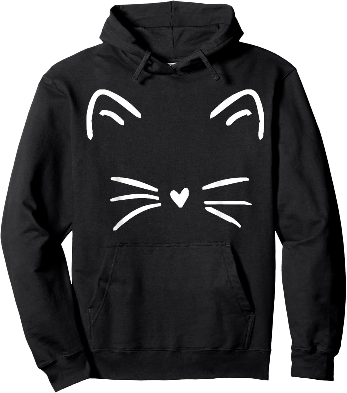 Funny Cute Cat Face Heart Nose Cat Lover Hoodie - Hoodie | Black