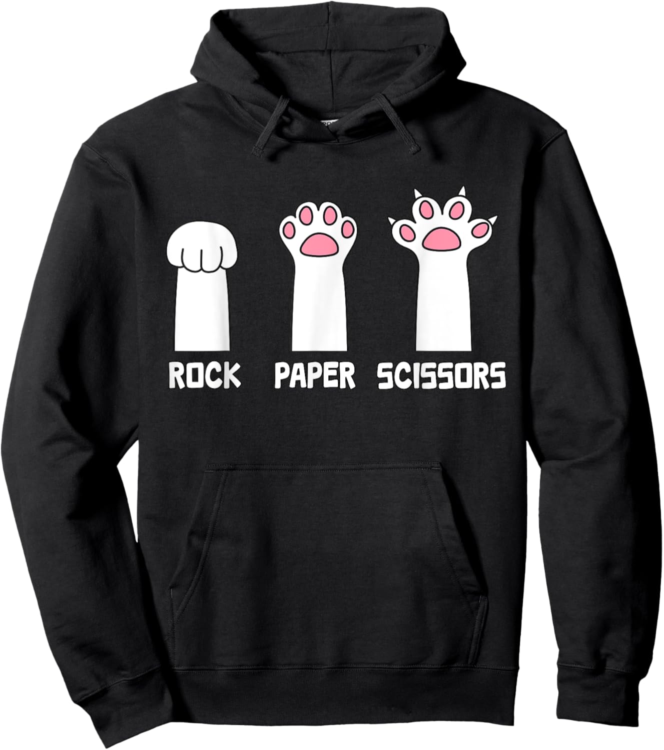 Rock Paper Scissors Cat - Paws Game Cute Paw Funny Cat Hoodie - Hoodie | Black
