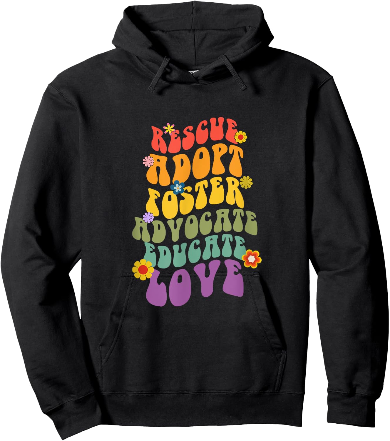 Rescue Adopt Foster Advocate Groovy Dog Mom Rescue Adoption Women Hoodie - Hoodie | Black