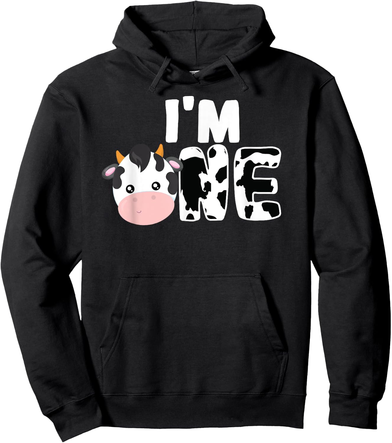 I'm One Age 1 Cow Farm Theme Birthday Gift 1 Yrs Old Shirt Hoodie - Hoodie | Black