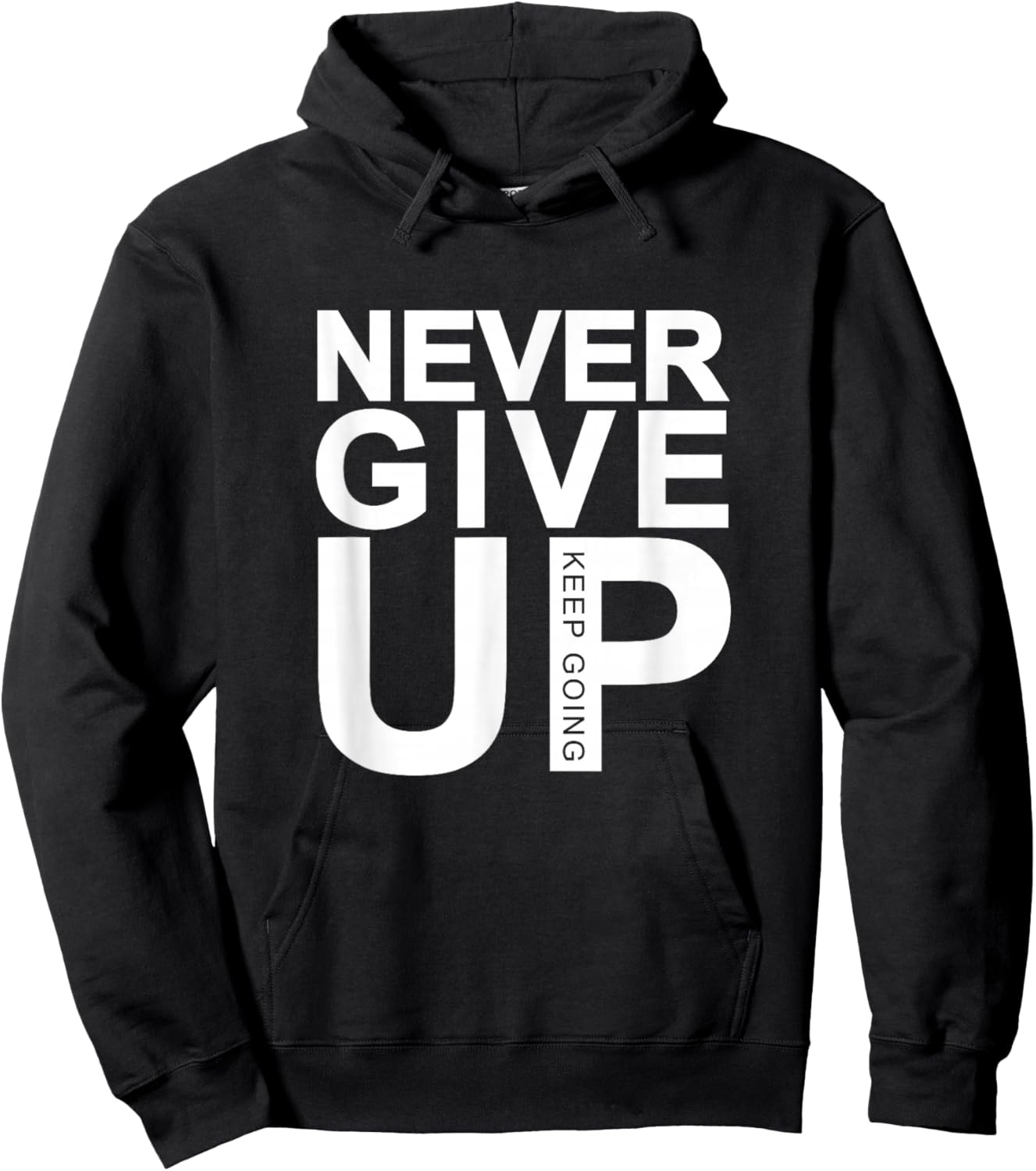 Never Give Up by Never Give Up - -Adults, Black, Small, Short Sleeve, Classic Fit Hoodie - Hoodie | Black