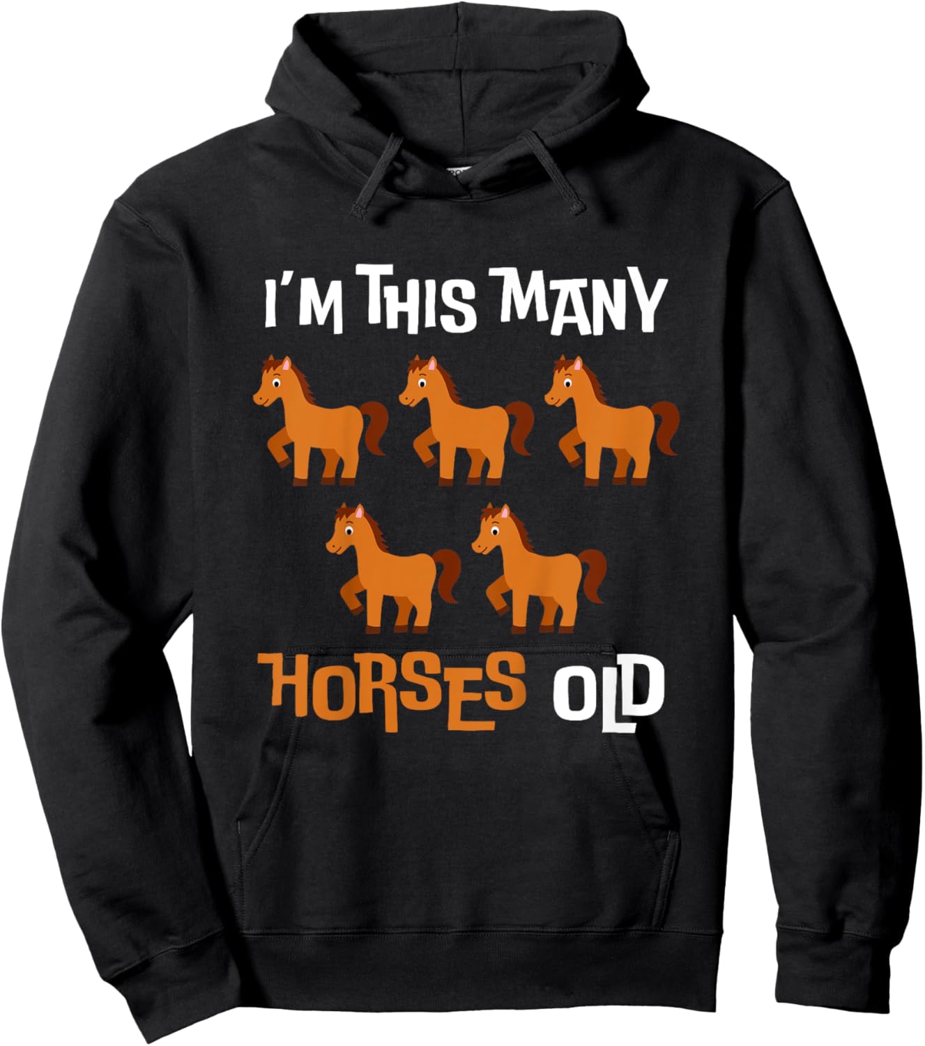 Kids I'm This Many Horses Old - Ponies 5th Birthday 5 Years old Hoodie - Hoodie | Black