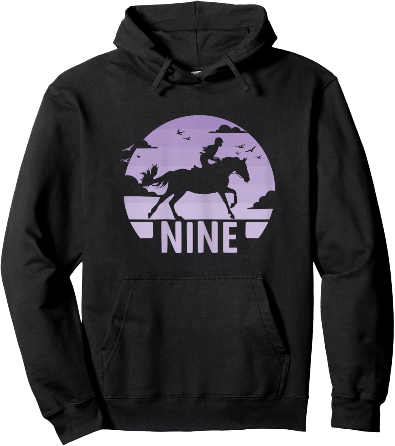 9th Birthday Horse Riding Girl 9 Years Girl Horse Birthday Hoodie - Hoodie | Black