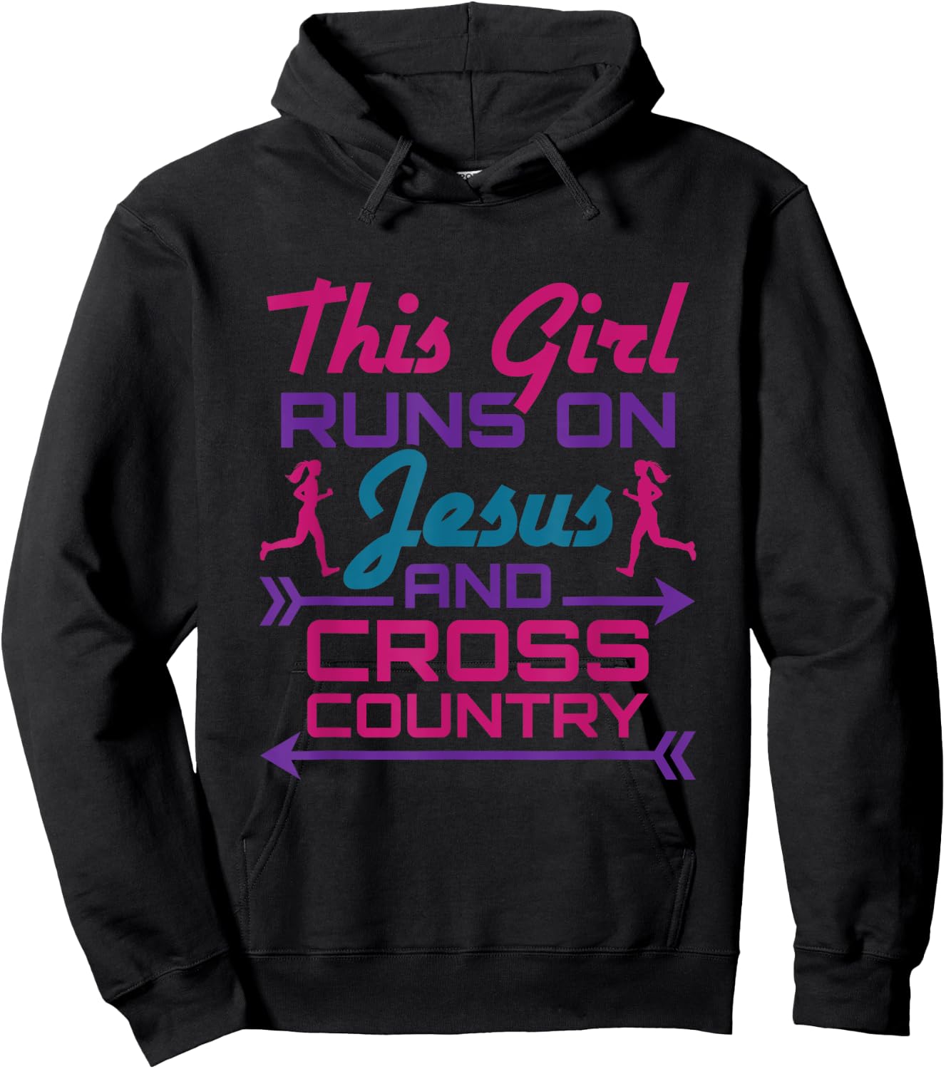 This Girl Runs on Jesus and Cross Country Cute XC Running Hoodie - Hoodie | Black