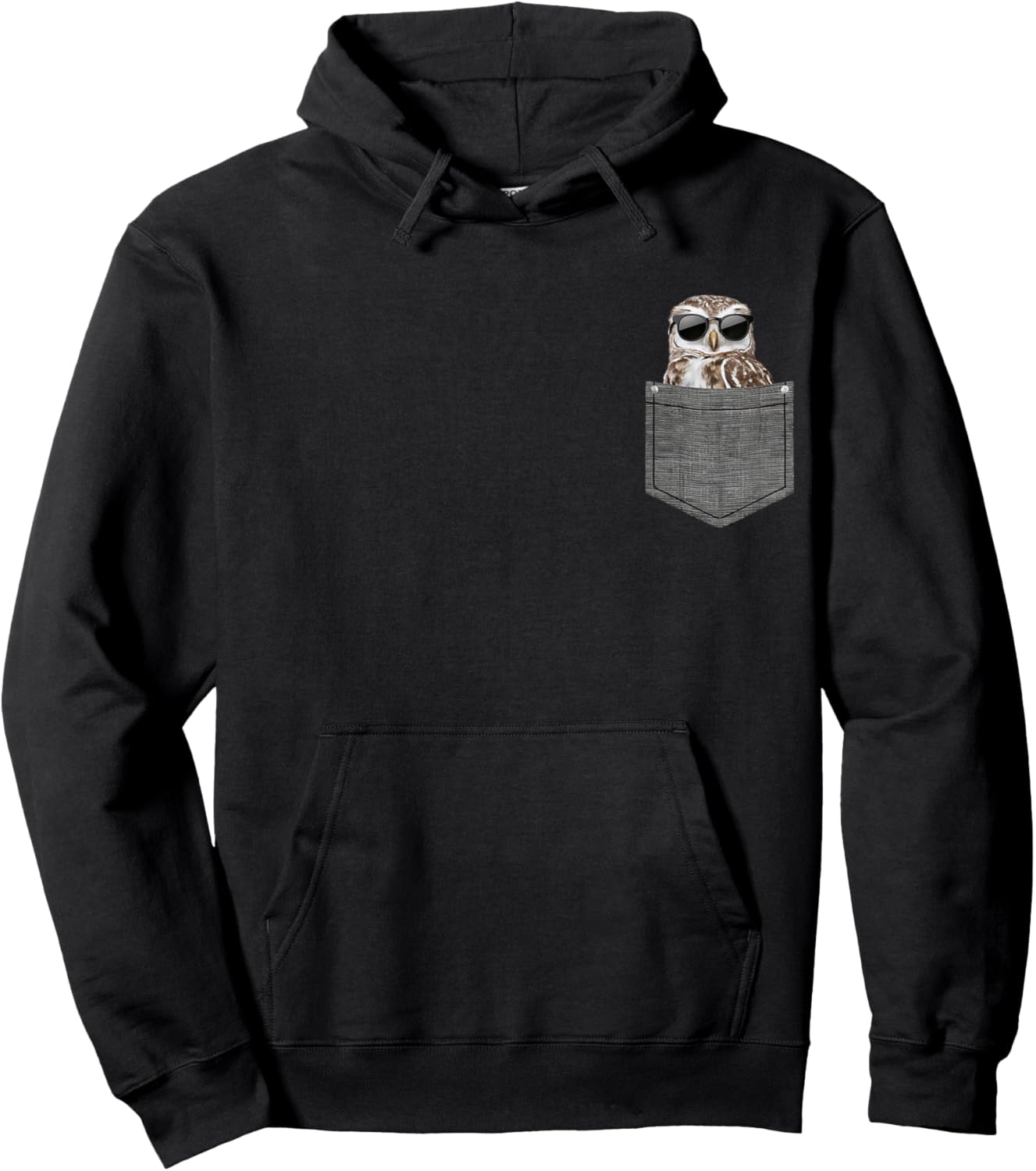 Owl in Pocket Hoodie - Hoodie | Black