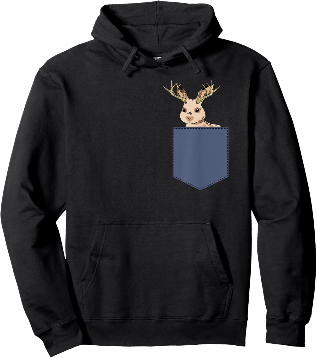Jackrabbit Pocket Rabbit Cryptid Mythical Animal Jackalope Hoodie - Hoodie | Black