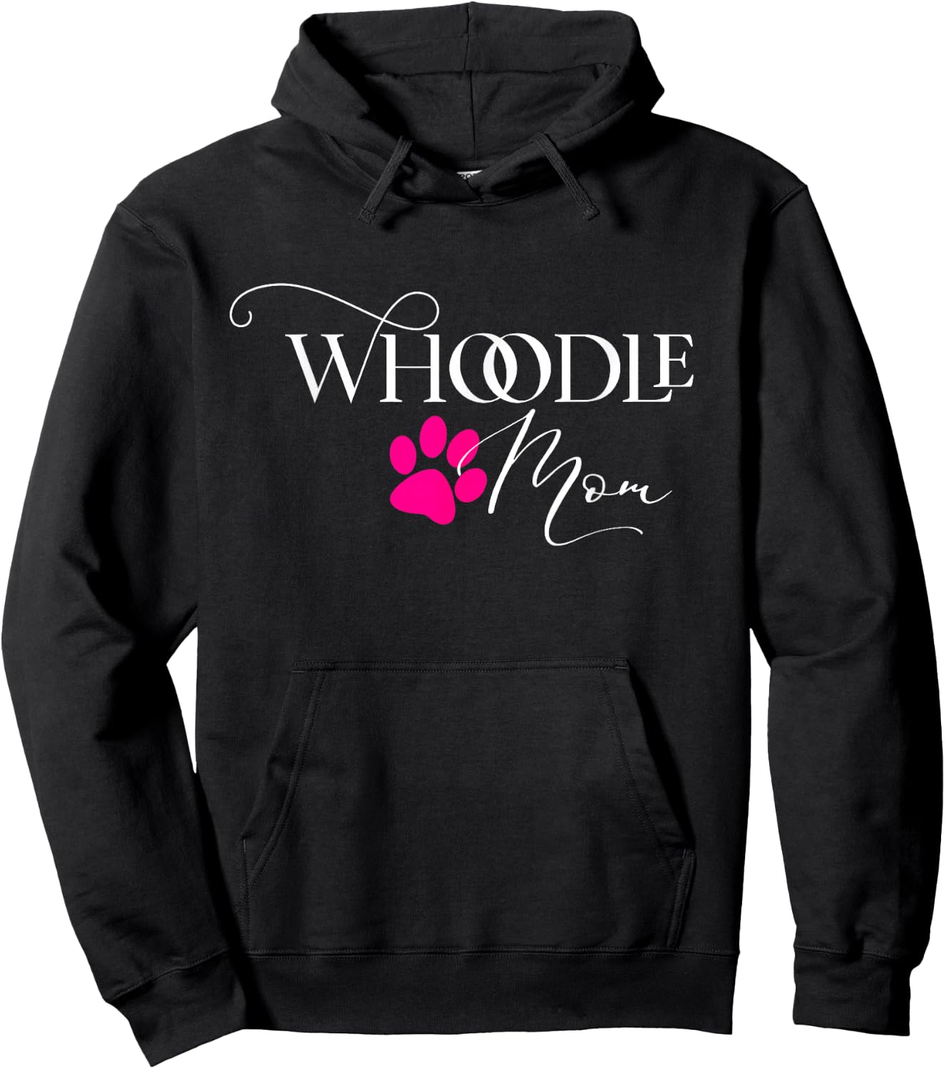 Whoodle Mom Pink Dog Paw Gift Hoodie - Hoodie | Black