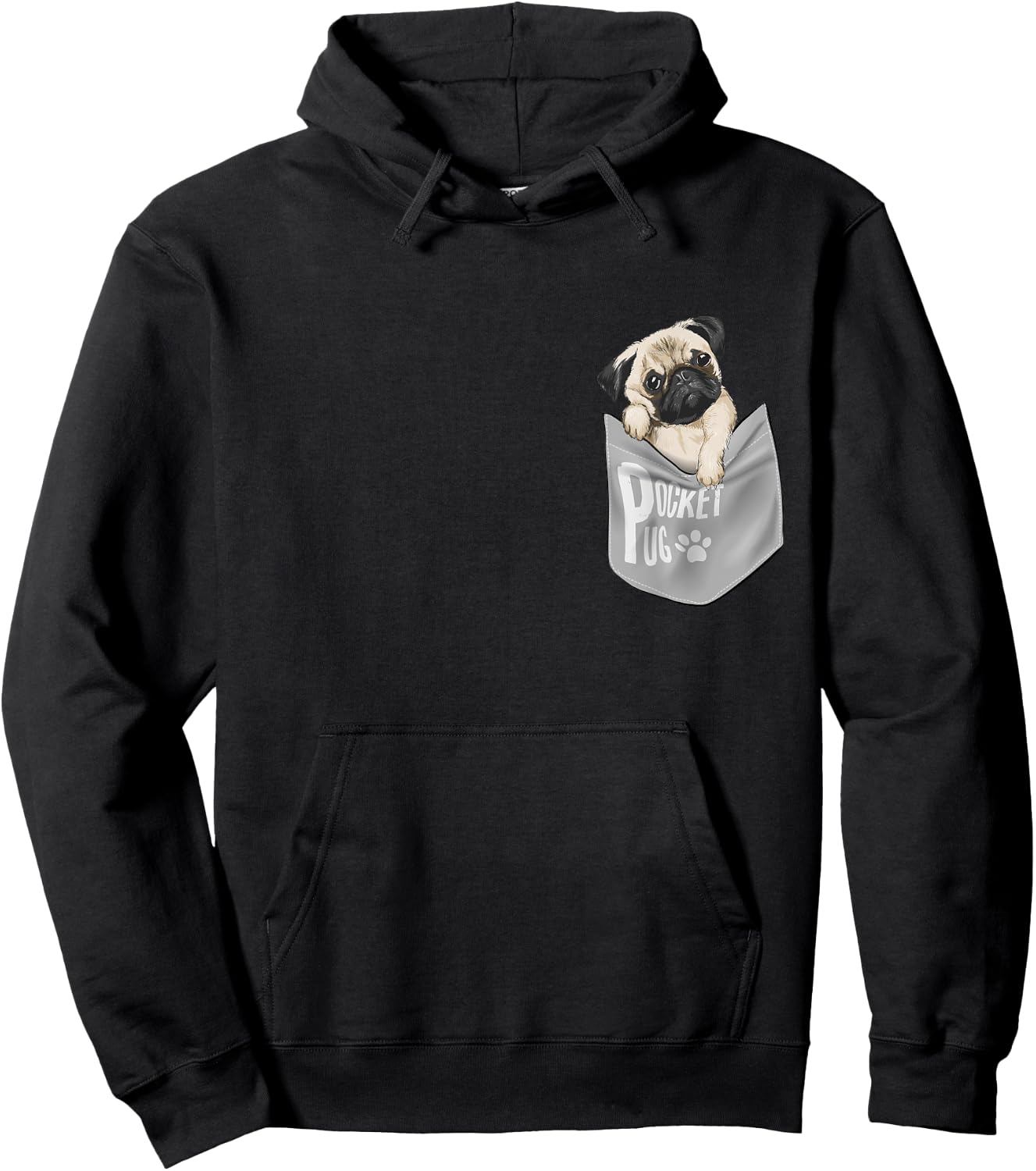 Men's Women's Kids Funny Cool Pocket Pug Pets Graphic Design Hoodie - Hoodie | Black