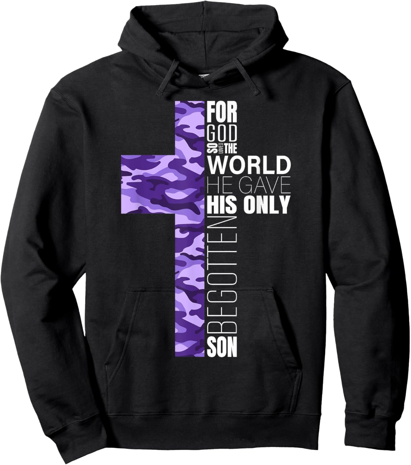Cute Purple Camo Christian Cross Gifts Women Men Kids Verse Hoodie - Hoodie | Black