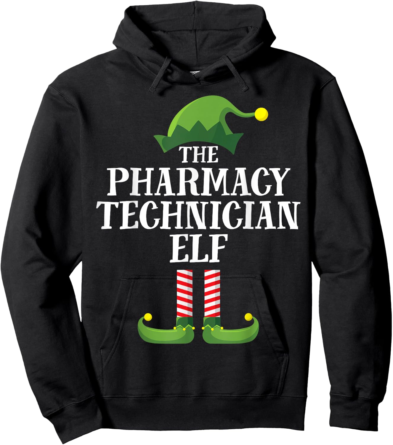 Pharmacy Tech Elf Matching Family Group Christmas Party PJ Hoodie - Hoodie | Black