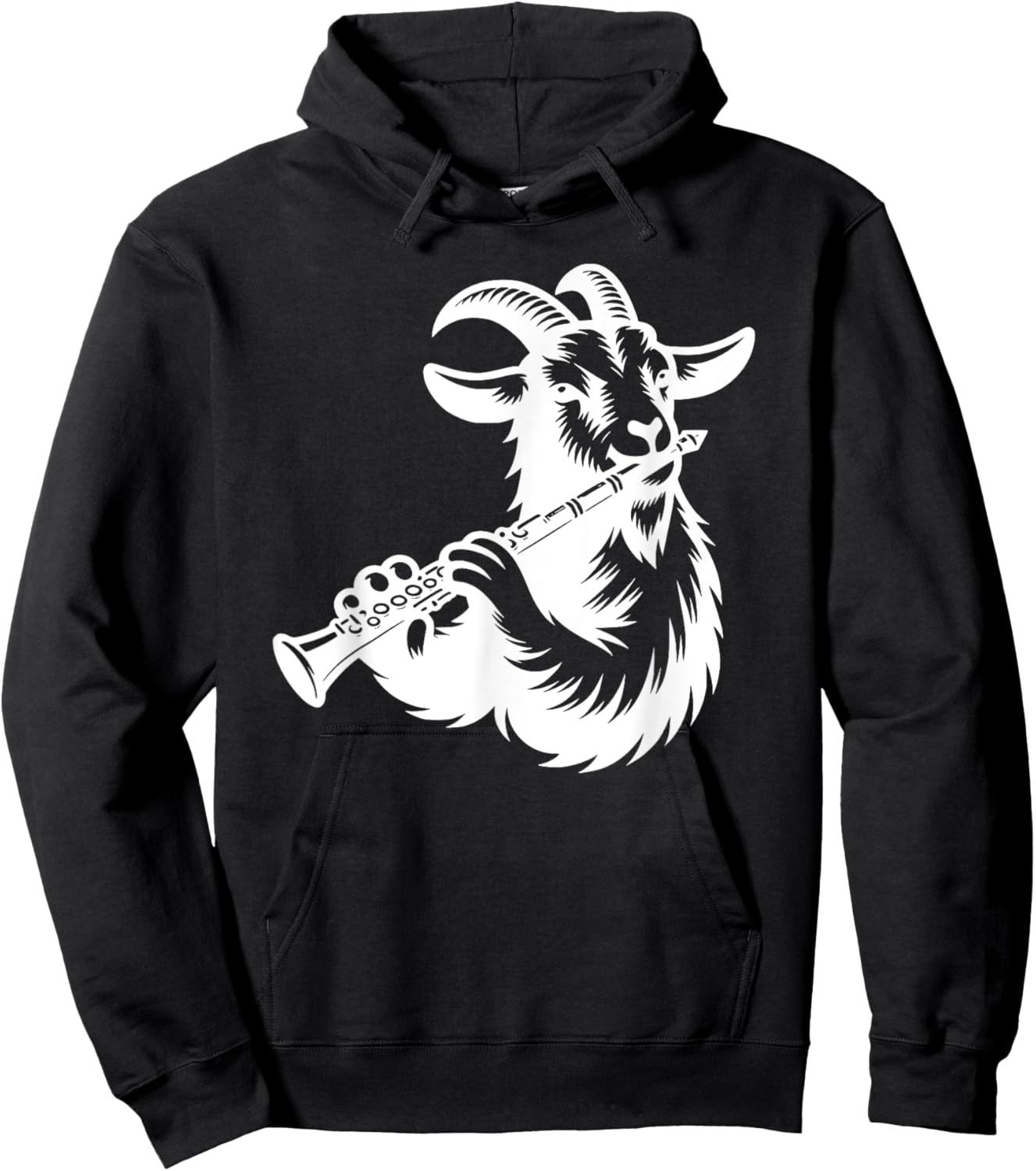 Goat Clarinet Silhouette Farm Musician Design Hoodie - Hoodie | Black