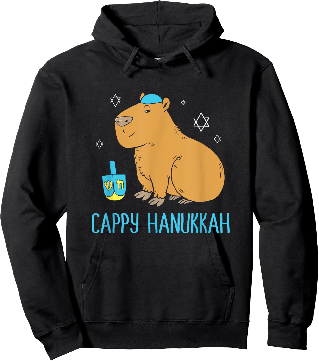 Hanukkah Capybara Dreidel Game Cute Cappy Hanukkah Hoodie - Hoodie | Black