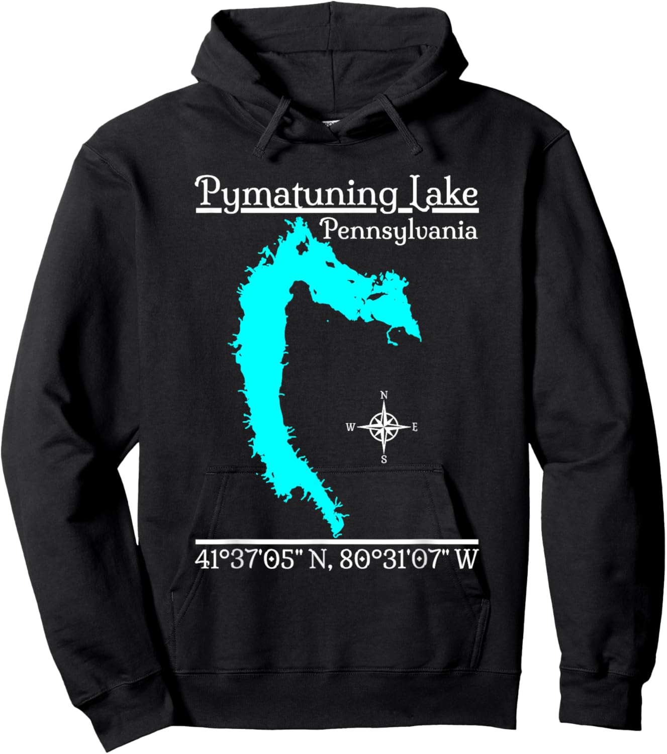 GeoGearCo Pymatuning Lake - Pennsylvania Kids' Black Cotton Hoodie - Hoodie | Black