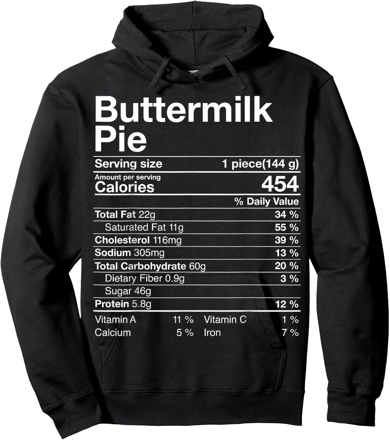 Buttermilk Pie Nutrition Facts Costume Thanksgiving Gift Hoodie - Hoodie | Black