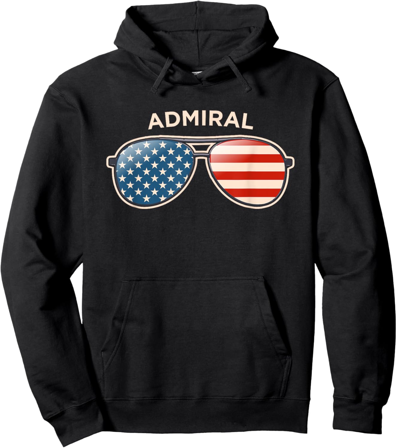 Admiral, TX Vintage US Flag Sunglasses Hoodie - Hoodie | Black