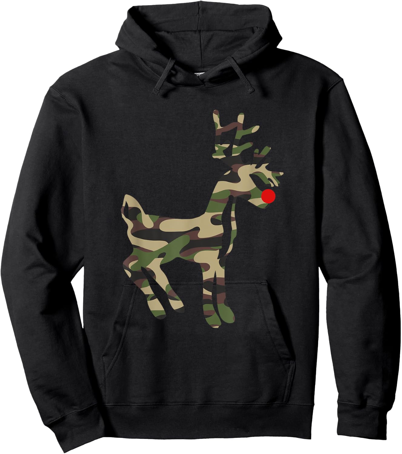 Reindeer Red Nose Camo Camouflage - Xmas Holiday Hunting Hoodie - Hoodie | Black