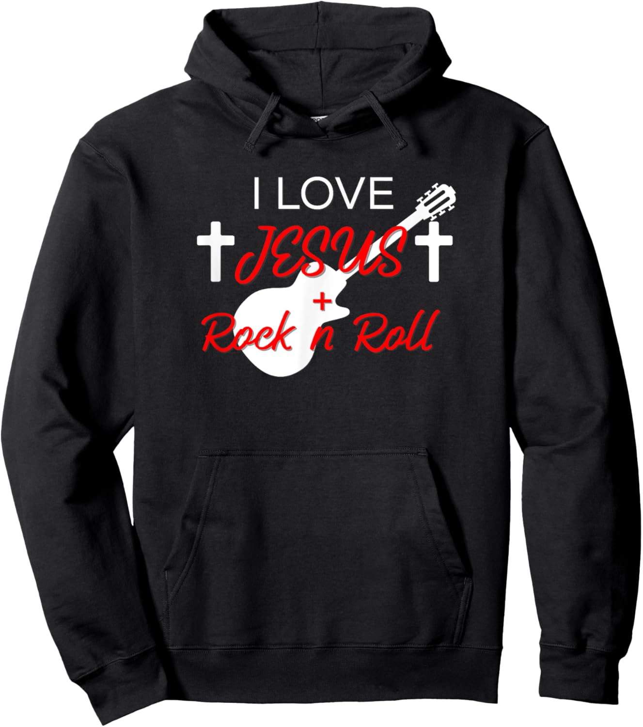 I Love Jesus and Rock n Roll Hoodie - Hoodie | Black