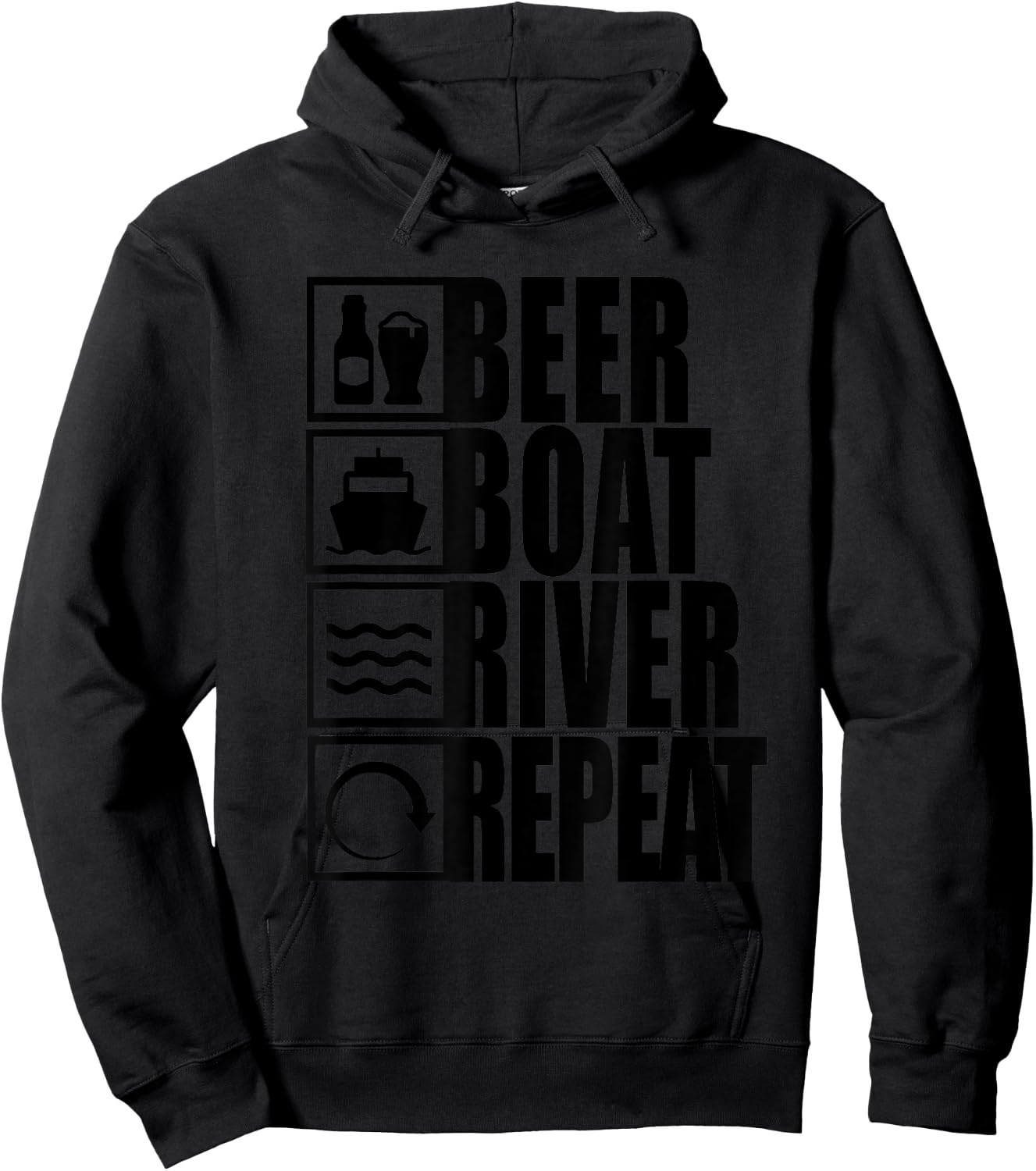 Beer Boat River Repeat Drinking River Life Hoodie - Hoodie | Black