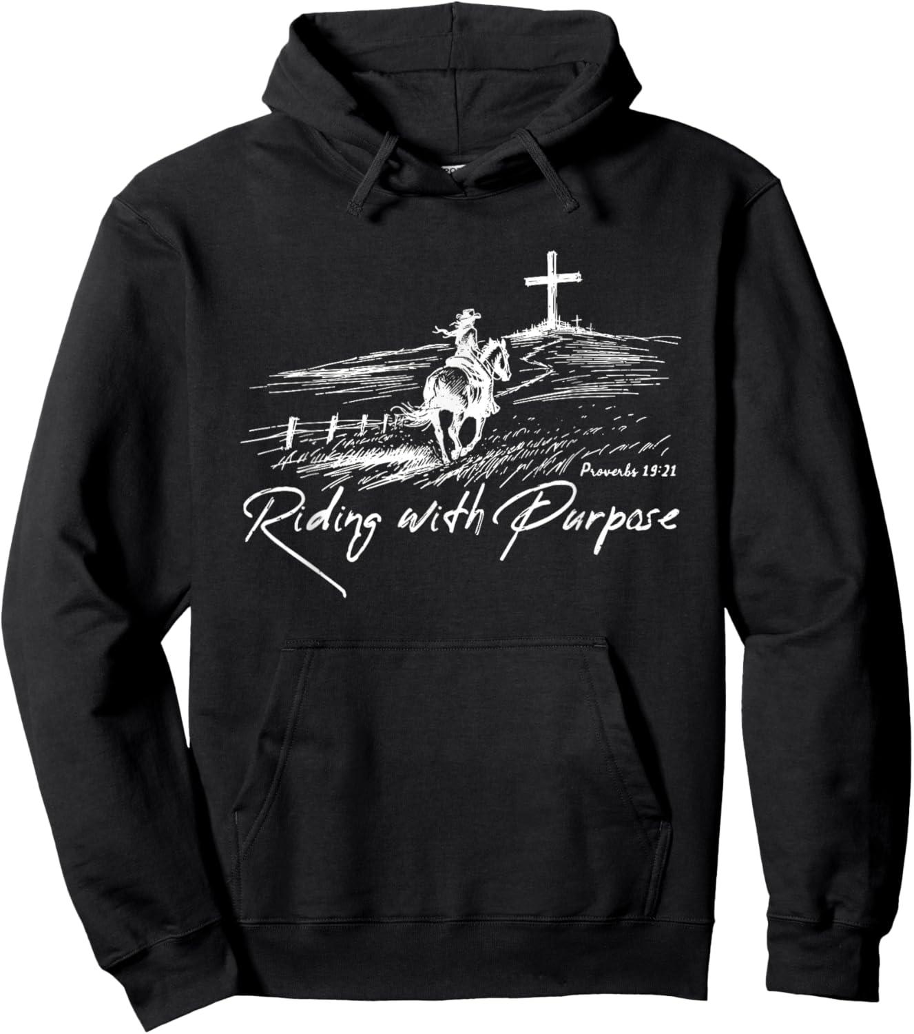 Riding with Purpose Western Cowgirl Faith Hoodie - Hoodie | Black
