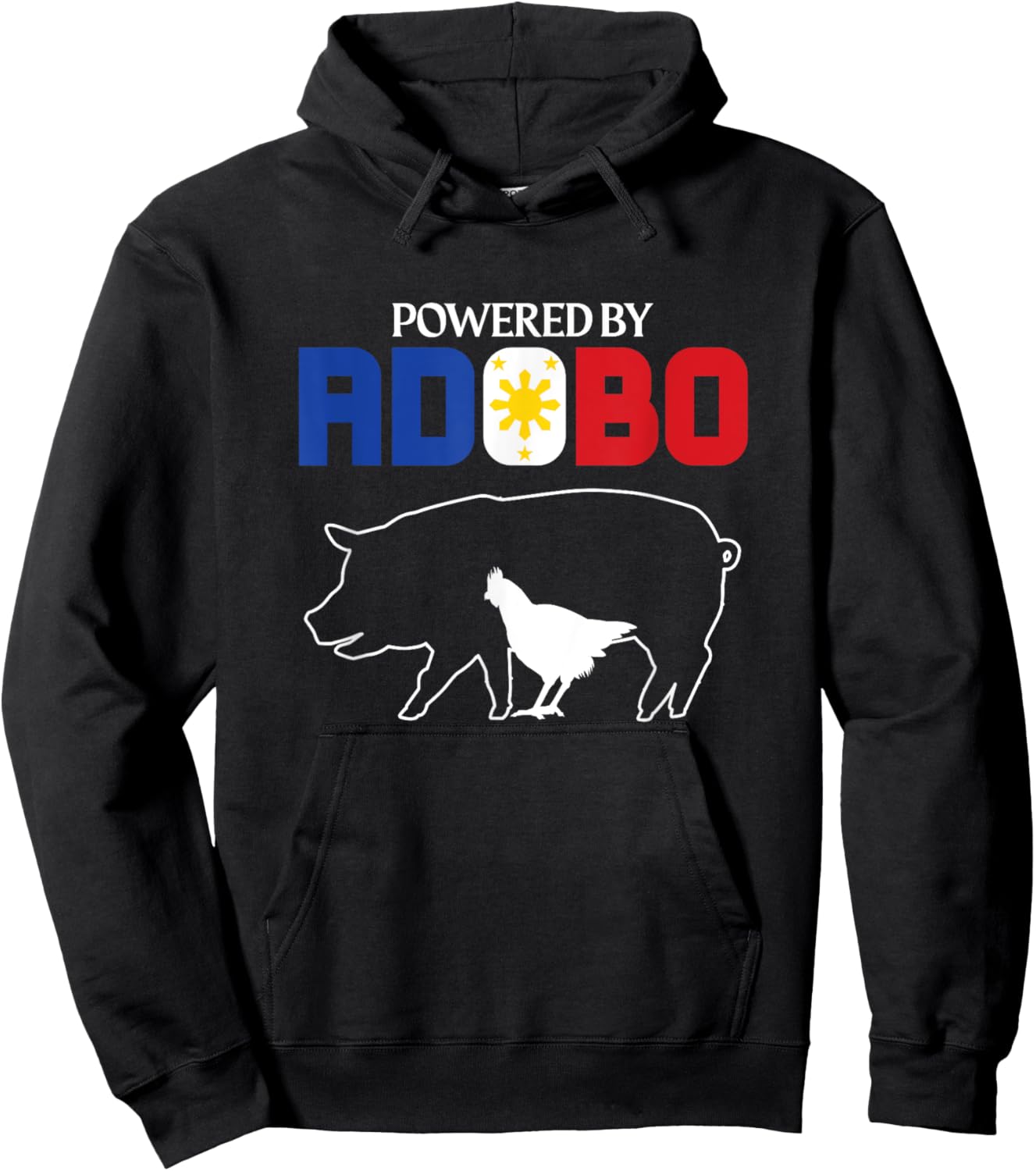Powered by Adobo Chicken Pork Pinoy Rice Cuisine Philippines Hoodie - Hoodie | Black