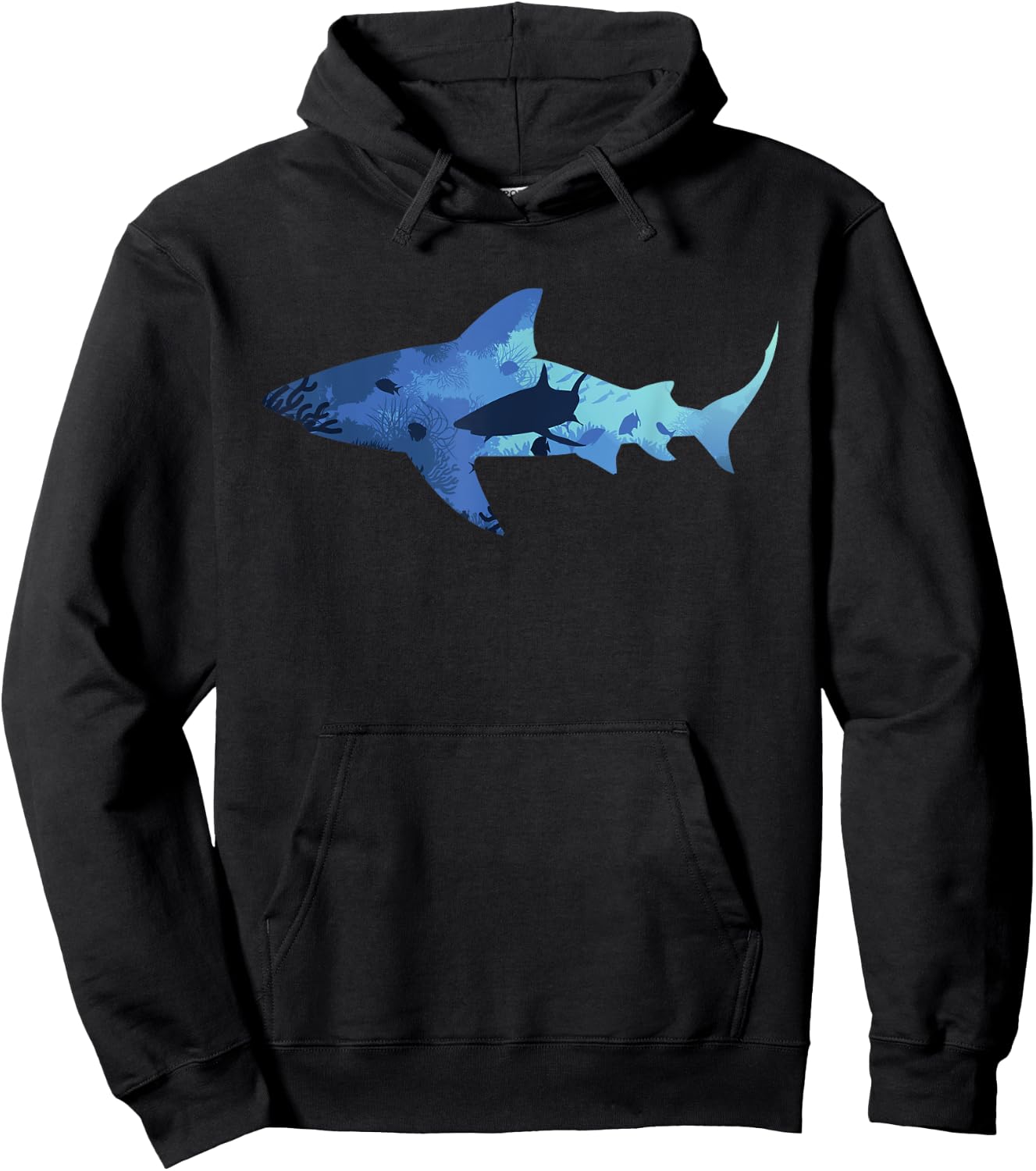Vintage Shark Silhouette | Hammerhead Shark Tiger Shark Hoodie - Hoodie | Black