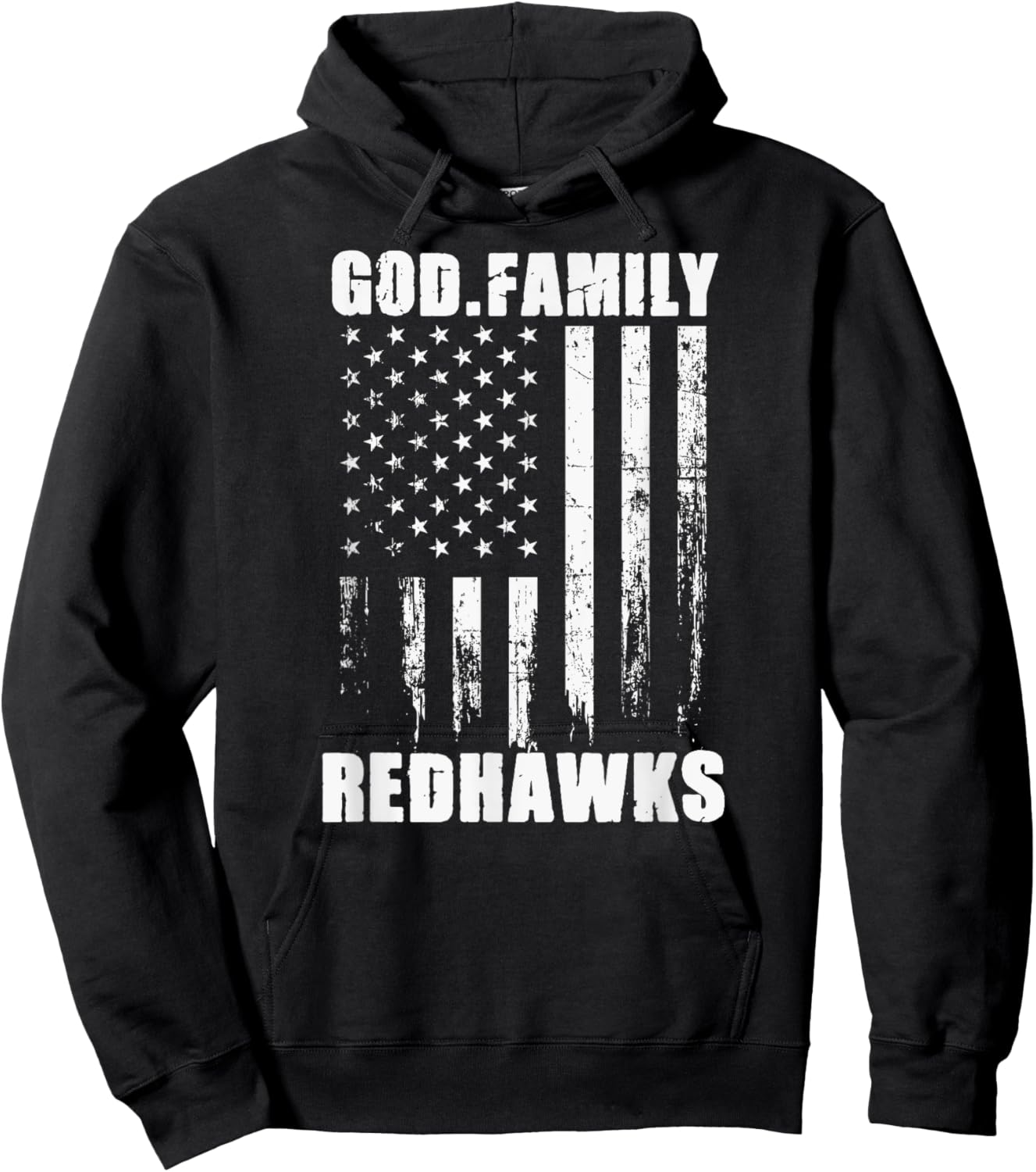 Central Square Redhawks God. Family. Vintage USA Flag Hoodie - Hoodie | Black
