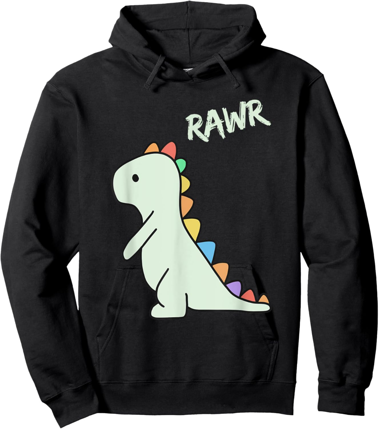Cute Dino Rawr Dinosaur Roaring Funny Kid Dino Cartoon Hoodie - Hoodie | Black