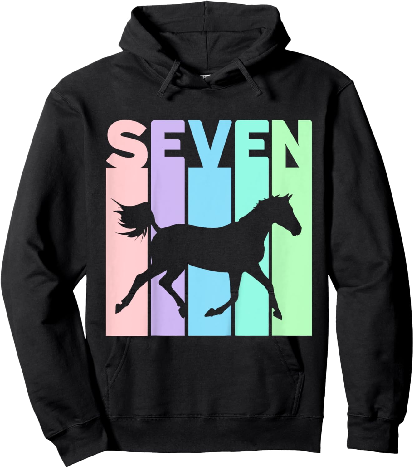 Seven Years Old Girls Birthday Horse 7th Hoodie - Hoodie | Black