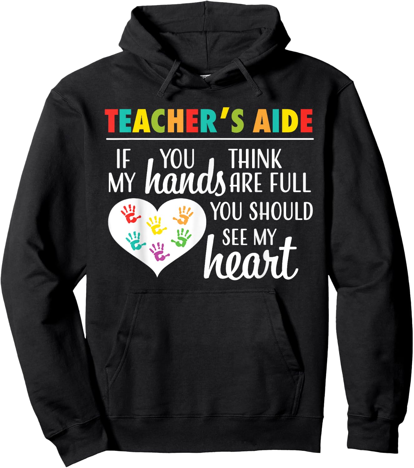 Teacher Aide Appreciation Cute Heart Hoodie - Hoodie | Black