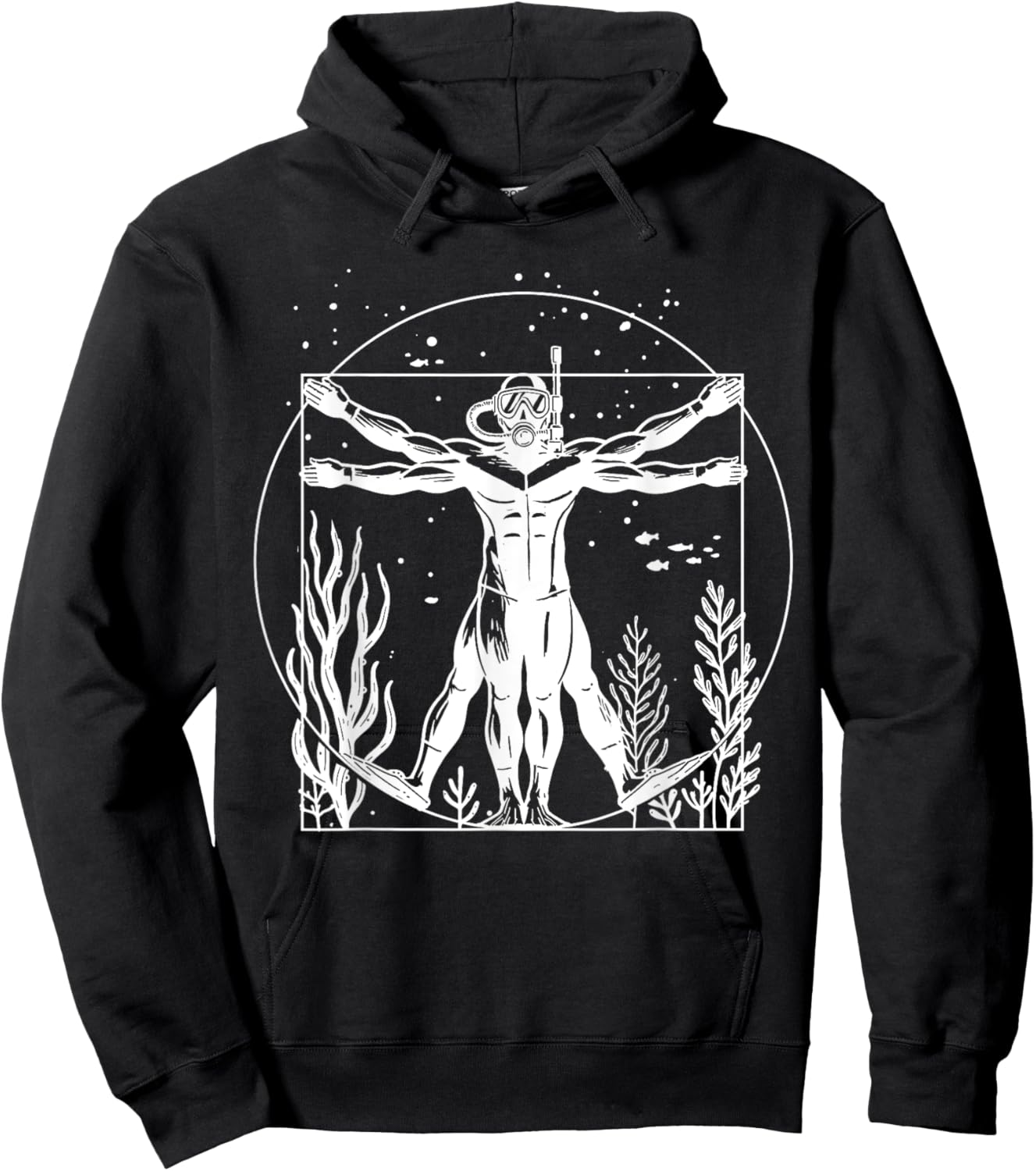 Vitruvian Scuba Diver Shirt Funny Scuba Diving Vitruvian Man Hoodie - Hoodie | Black