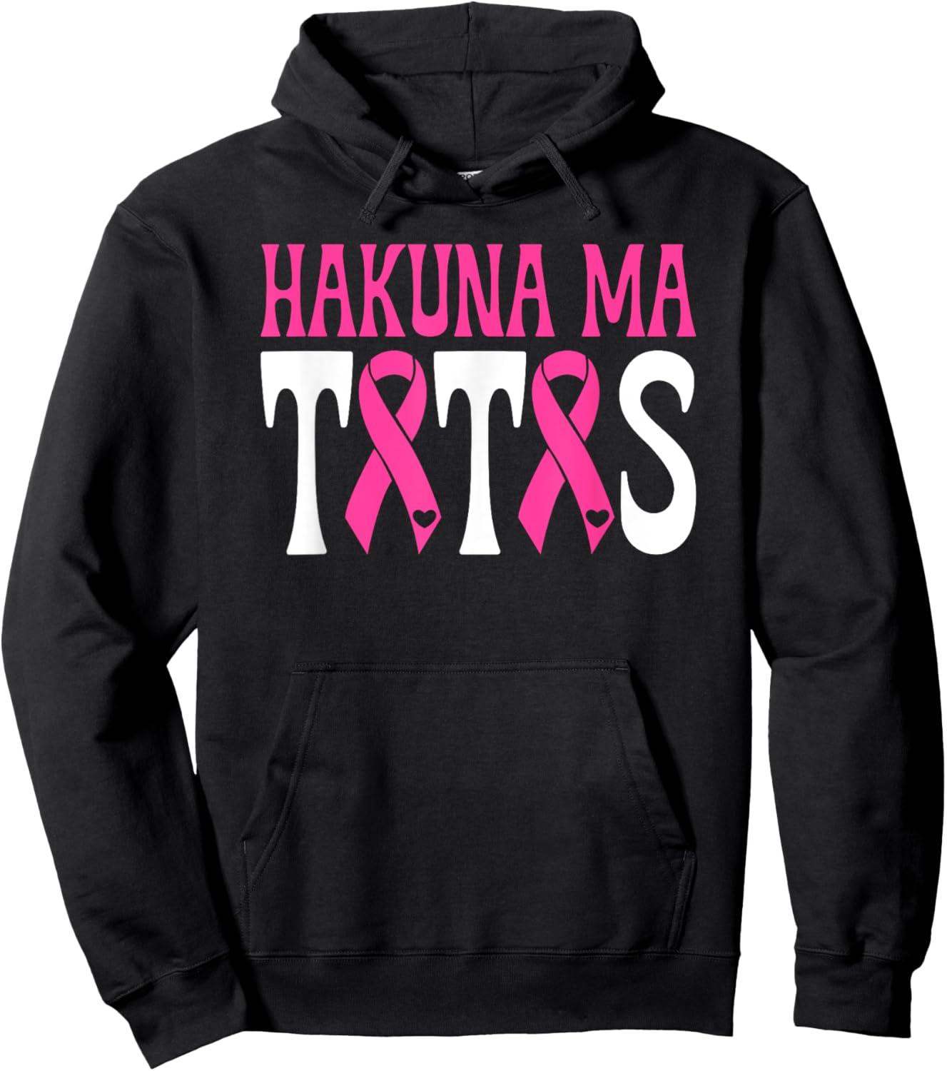 Hakuna Ma Tatas Breast Cancer Awareness Support Pink Ribbon Hoodie - Hoodie | Black