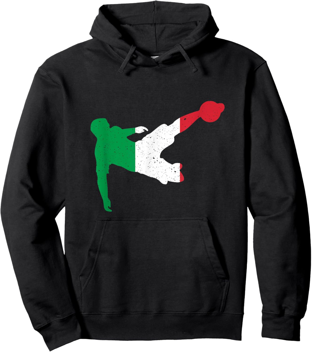 Vintage Italy Flag In Football Soccer Player Silhouette Hoodie - Hoodie | Black