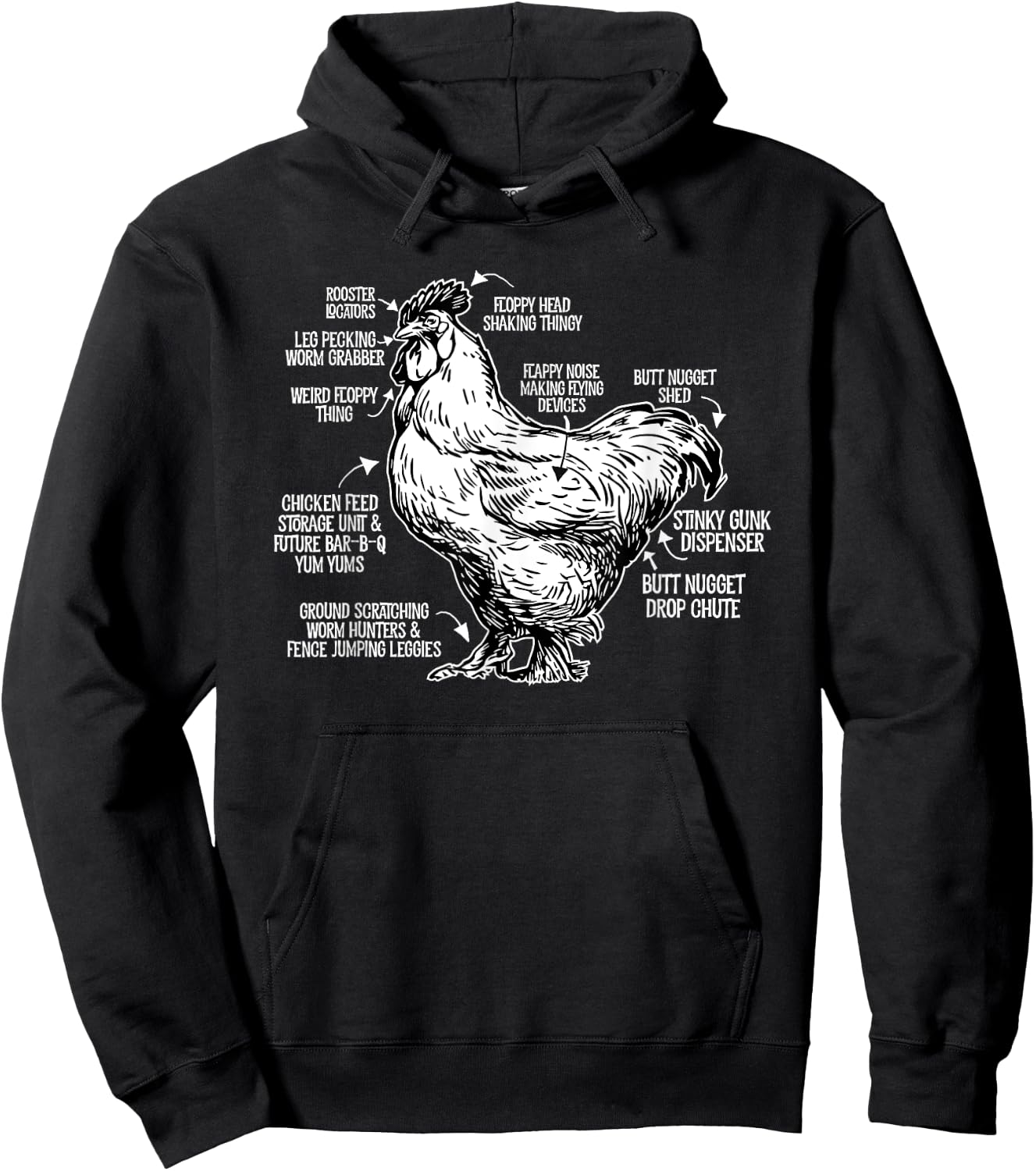 Chicken Anatomy Art Funny Farm Chicken Coop Hoodie - Hoodie | Black
