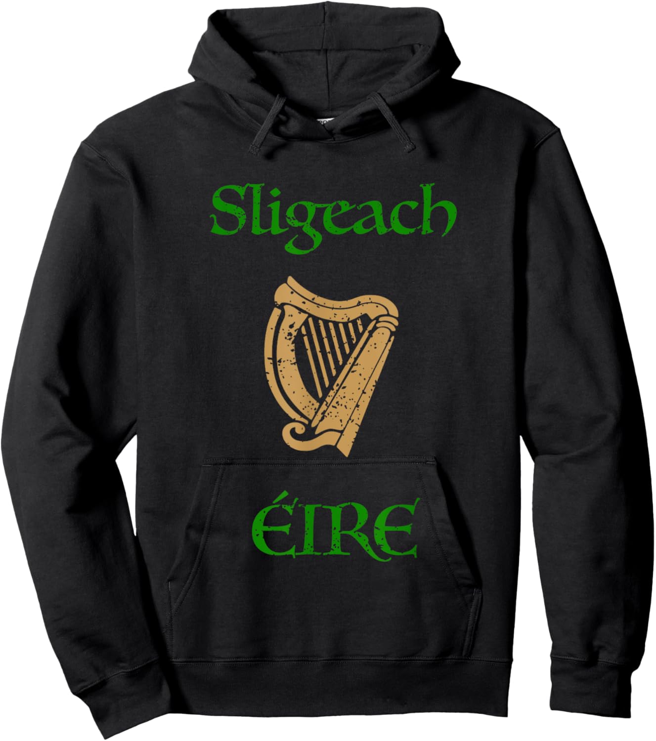 Sligeach County Sligo Ireland as Gaeilge Gaelic Celtic Harp Hoodie - Hoodie | Black