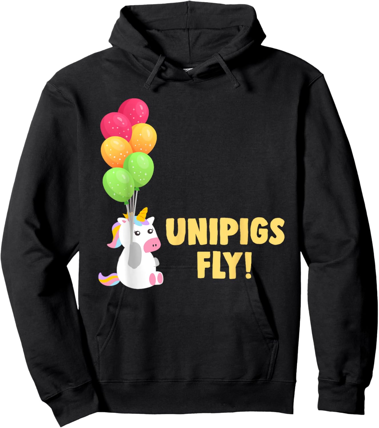 Cute Balloon Unipigs Fly Unicorn Pig Unicorn Lover Hoodie - Hoodie | Black