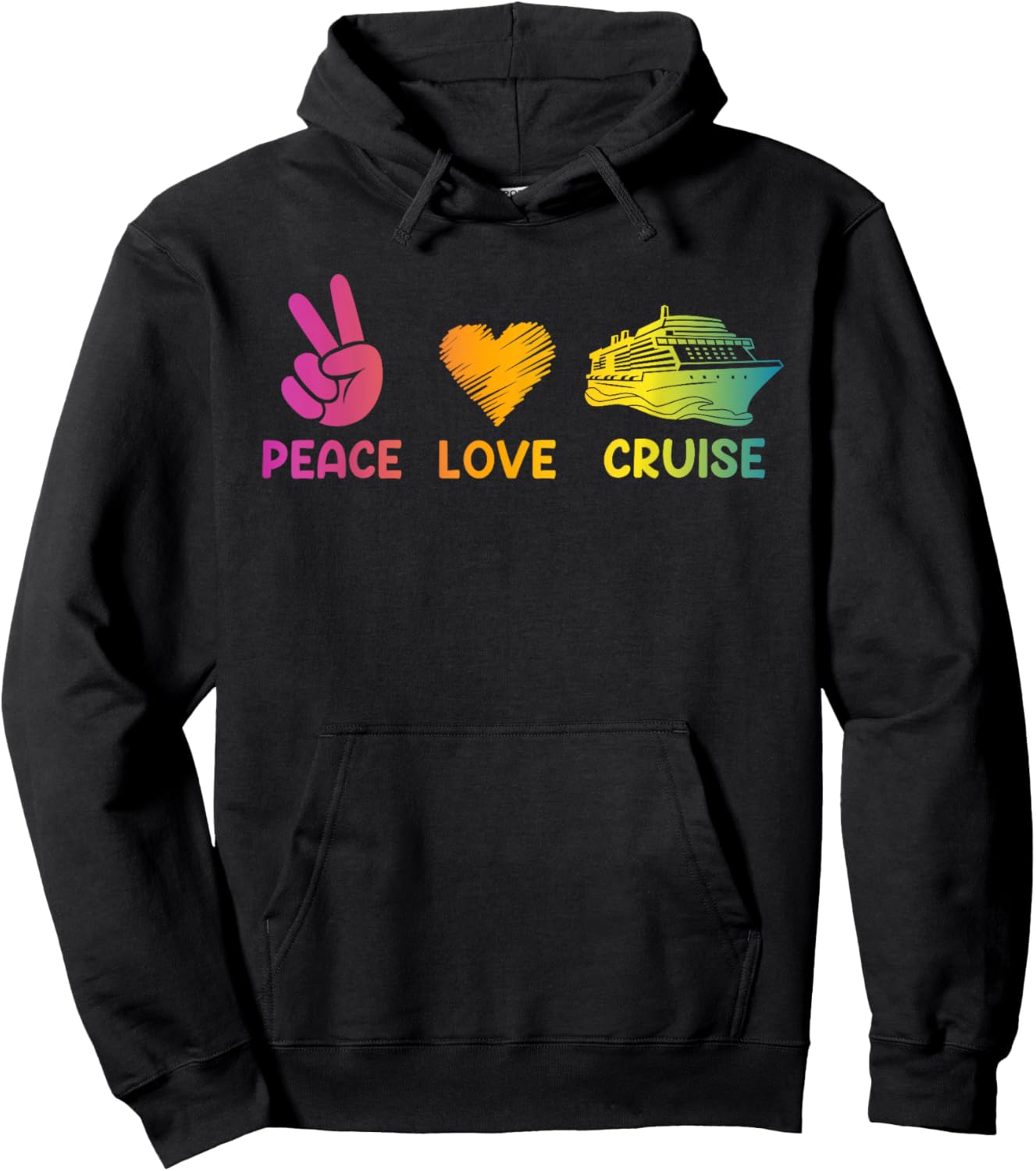 Cruise Ship Peace Love Cruise Funny Hoodie - Hoodie | Black